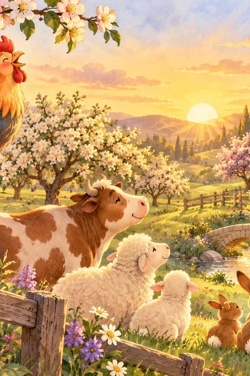 Farm és falu: mesevilág illusztrációja