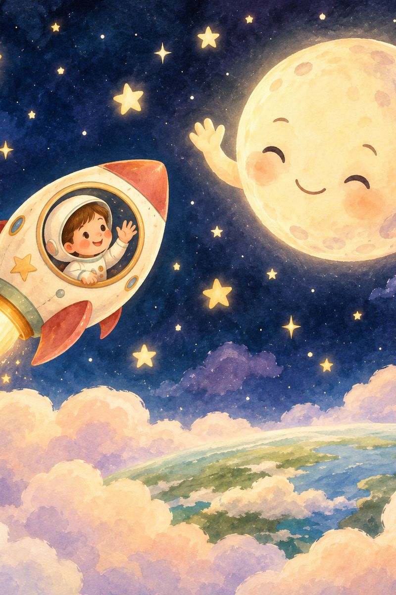Űrutazás: mesevilág illusztrációja